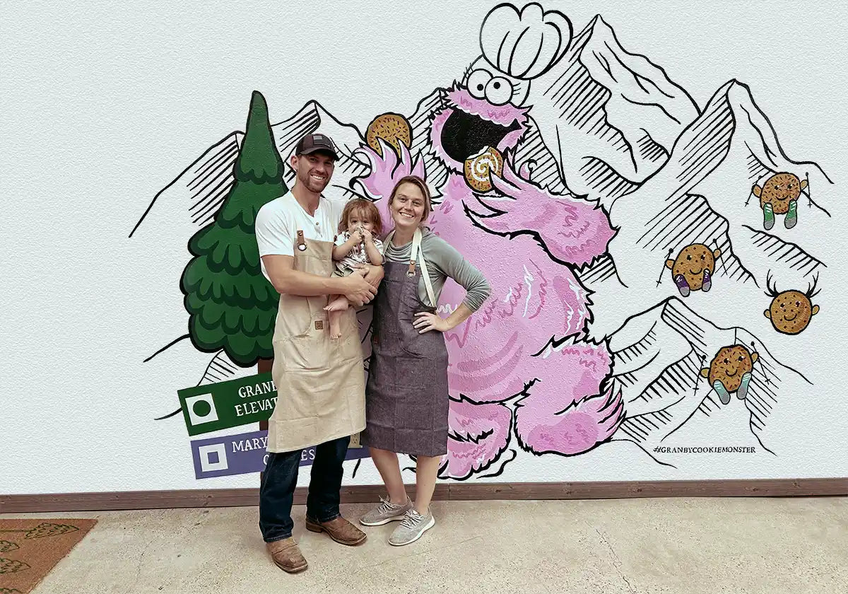 Paul and Crystal, owners of Granby's Mary's Mountain Cookie store